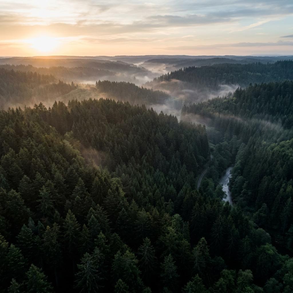 Dichter Wald aus der Vogelperspektive